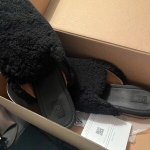UGG Black Fuzzy Flats